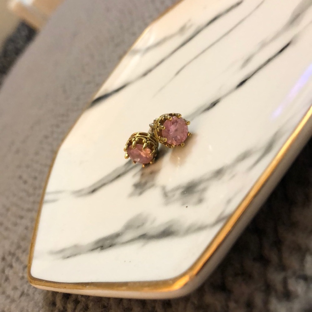 Pink diamond crown earrings